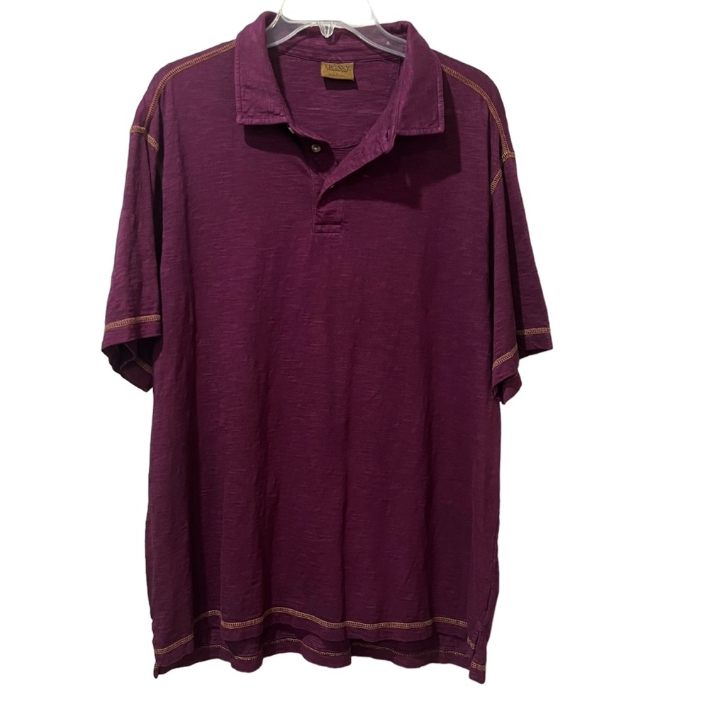 Big Sky Outfitters Men's Purple Maroon Polo ‎ Short Sleeve Shirt Size Large